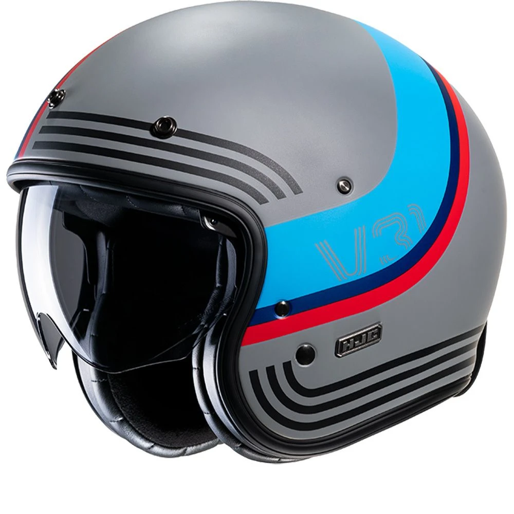 Hjc V31 Byron Grey Blue MC21SF Open Face Helmet 1 Hjc V31 Byron Grey Blue MC21SF Open Face Helmet